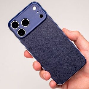 SUTI iPhone 17 Pro Blue Leather Magsafe Case NEW